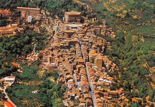 Cartolina Caprarola Palazzo Farnese e Panorama aereo anni '80