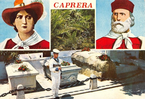 Cartolina Caprera vedute Garibaldi Anita Tomba (Sassari)