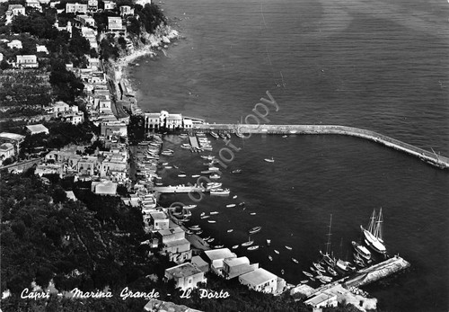 Cartolina Capri Marina Grande panorama del porto dall'alto 1964