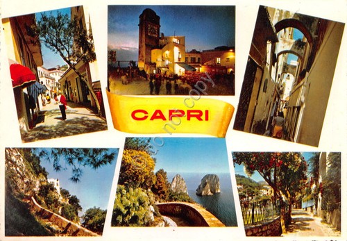Cartolina Capri vedute varie grafica 3 anni '60