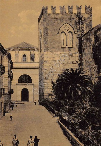 Cartolina Capua Torre dei Normanni animata seppiata anni '70
