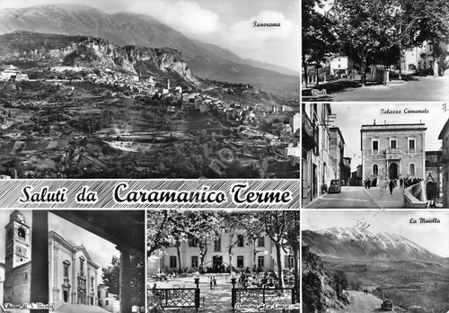 Cartolina Caramanico Terme vedute BN 1962
