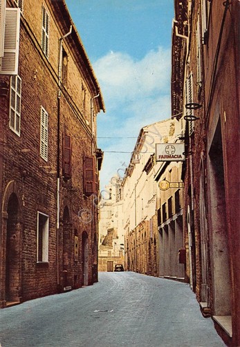 Cartolina Carassai Via Roma Farmacia