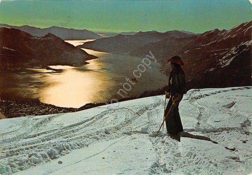 Cartolina Cardada Cimetta vista su Lago Maggiore animata francobolli Grecia