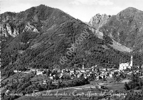 Cartolina Carenno e Contrafforti del Resegone 1958 (Lecco)