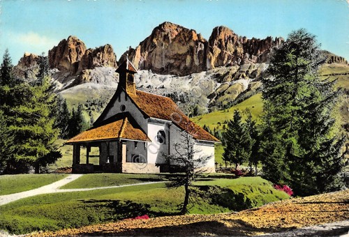 Cartolina Carezza Catinaccio anni '60 chiesetta (Trento)