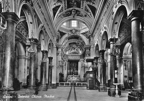 Cartolina Carini Chiesa Madre interno 1963