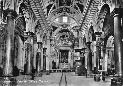 Cartolina Carini Chiesa Madre Interno 1964