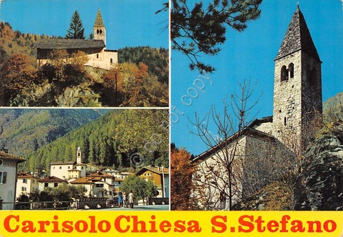 Cartolina Carisolo Chiesa S. Stefano vedute 1976