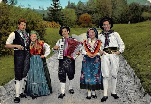 Cartolina Carnia Costumi Tradizionali animata 1972 (Udine)
