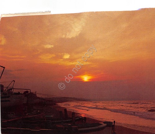 Cartolina Casalbordino Lido tramonto sulla spiaggia 1979