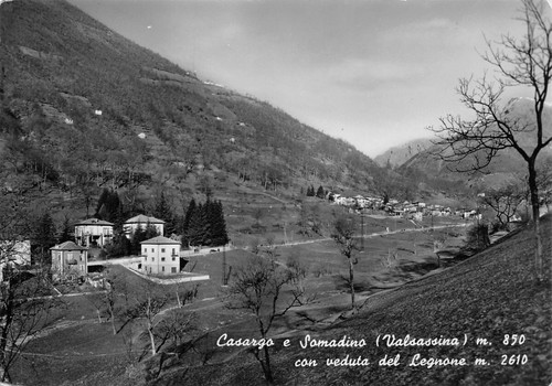 Cartolina Casargo e Somadino Panorama con Legnone 1954
