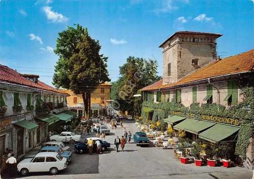 Cartolina Casella Piazza XXV Aprile ristorante animata 1971