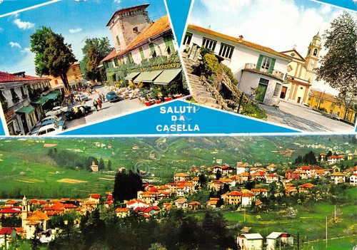 Cartolina Casella vedute panorama strada cittadina animata 1965 grinze