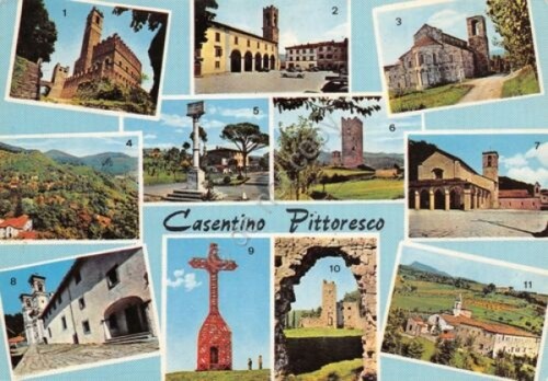 Cartolina Casentino Pittoresco Poppi Bibbiena Pratovecchio Campaldino Romena