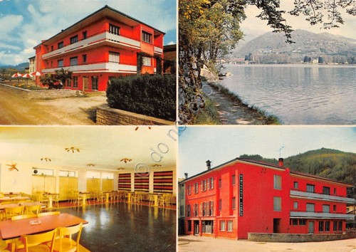 Cartolina Caslano La go di Lugano Ristorante del Popolo vedute