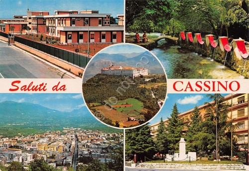 Cartolina Cassino vedute varie città case anni '80