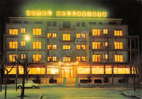 Cartolina Castel di Sangro Hotel Bellavista notturno