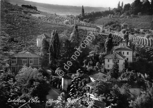 Cartolina Castelletto d'Orba Albergo e Ville 1965