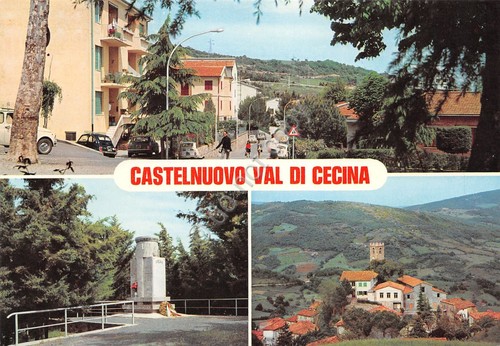Cartolina Castelnovo Val di Cecina vedute varie paese anni '80