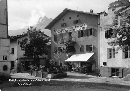 Cartolina Castelrotto Kastelruth Albergo Posta Agnello con timbro anni' 50