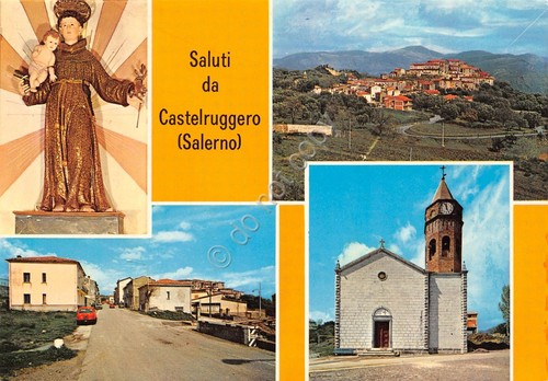 Cartolina Castelruggero vedute varie paese chiesa Via Umberto anni '70
