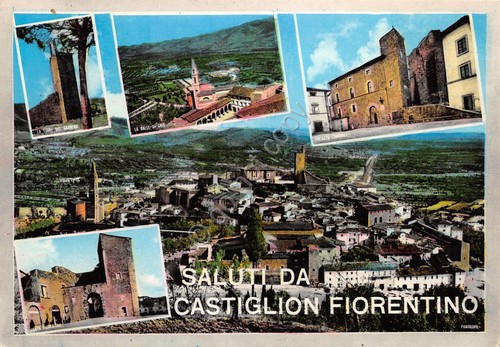 Cartolina Castiglion Fiorentino vedute varie 1964
