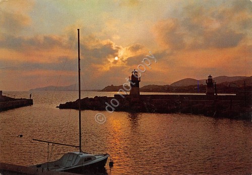 Cartolina Castiglione della Pescaia molo notturno anni '80 (Grosseto)