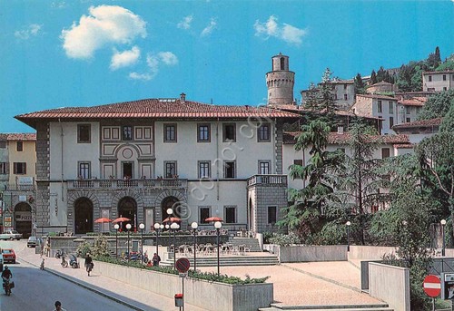 Cartolina Castrocaro Terme Piazza del Buonincontro anni '80