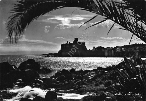 Cartolina Catania Acicastello Notturno anni '60