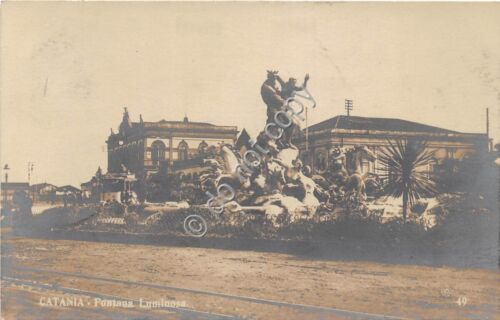 Cartolina Catania Fontana Luminosa 1910