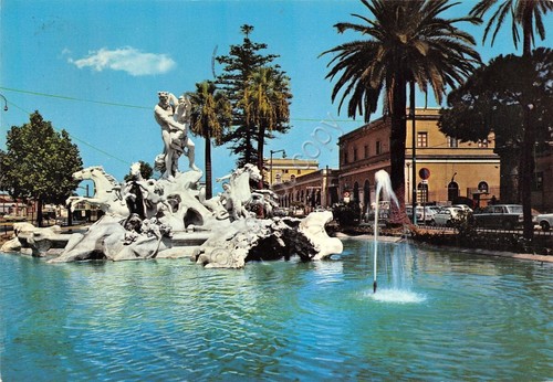 Cartolina Catania Stazione Centrale e Ratto di Proserpina anni' 70