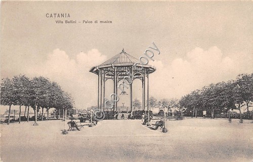 Cartolina Catania Villa Bellini Palco di musica anni '10