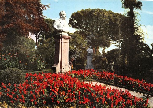 Cartolina Catanzaro Villa Trieste Statua