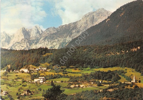 Cartolina Cavedago Dolomiti del Brenta case chiesa 1987