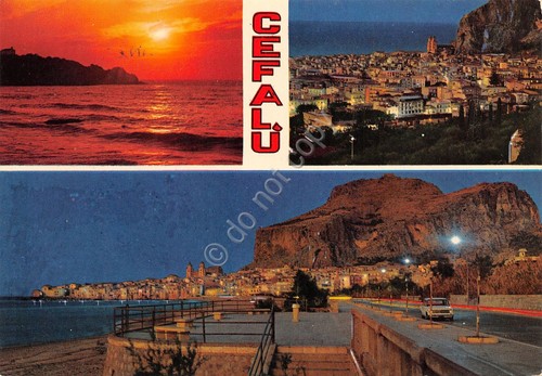 Cartolina Cefal? 3 vedute panorama notturno (Palermo)