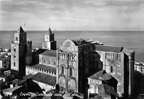 Cartolina Cefalù Cattedrale dall'alto 1960 (Palermo)