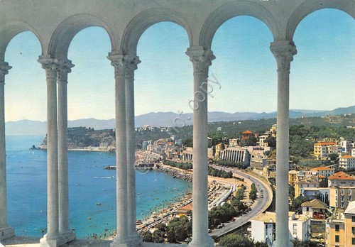 Cartolina Celle Ligure panorama da portici piccole grinze (Savona)