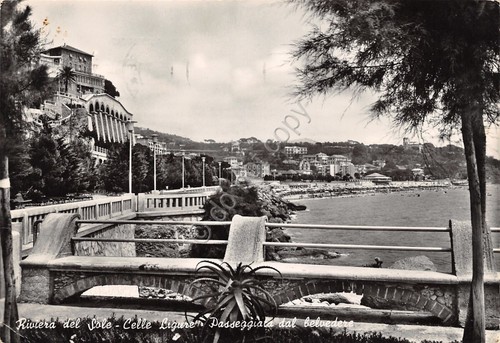 Cartolina Celle Ligure Passeggiata da belvedere 1960 timbro Celle Ligure