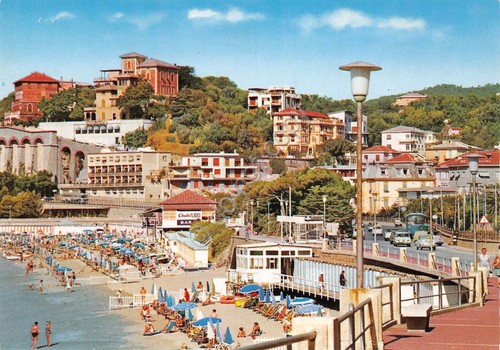 Cartolina Celle Ligure spiaggia bar stabilimento (Savona)