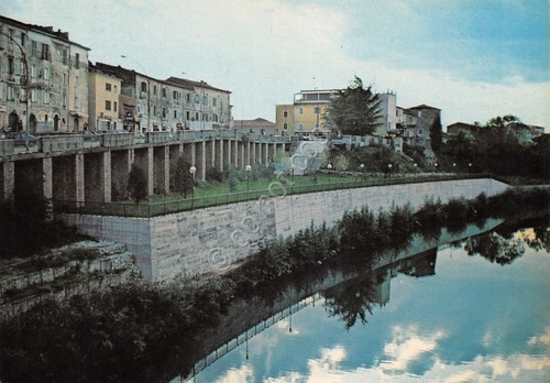Cartolina Ceprano Panorama dal Liri con case