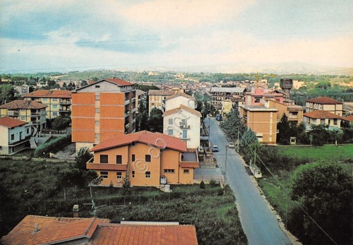 Cartolina Ceprano Panorama paese strada case