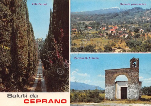 Cartolina Ceprano vedute varie Villa Ferrari Portone S. Arduino