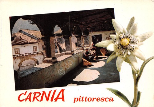 Cartolina Cercivento Carnia scorcio di porticato donne che lavorano anni …