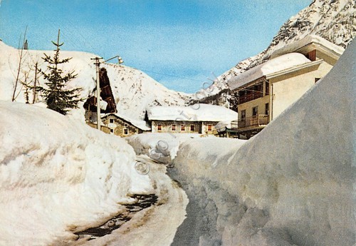 Cartolina Ceresole Reale panorama invernale 1983