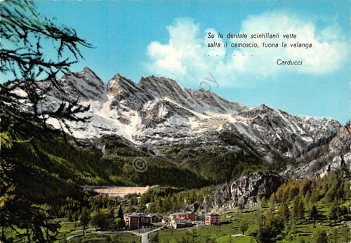 Cartolina Ceresole Reale Valle dell'Orco Tre Levanne case poesia Carducci …