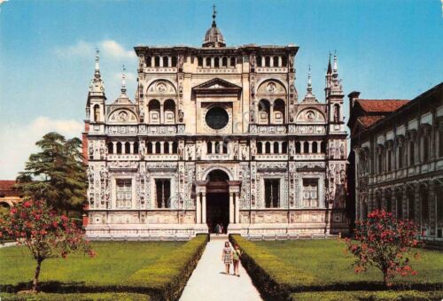 Cartolina Certosa di Pavia la facciata animata anni '70