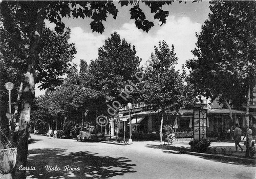 Cartolina Cervia - Viale Roma - animata - 1957 (Ravenna)