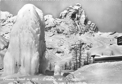 Cartolina Cervinia Breuil Obelisco del Cristallo 1962 (Aosta)