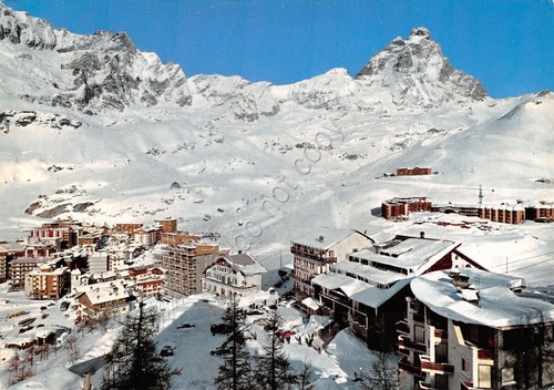 Cartolina Cervinia Breuil Panorama e Cervino 1968 (Aosta)